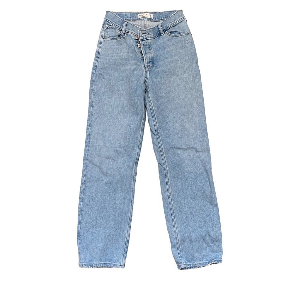 Abercrombie & Fitch The Dad High Rise Button Fly Light Wash Size 25/0